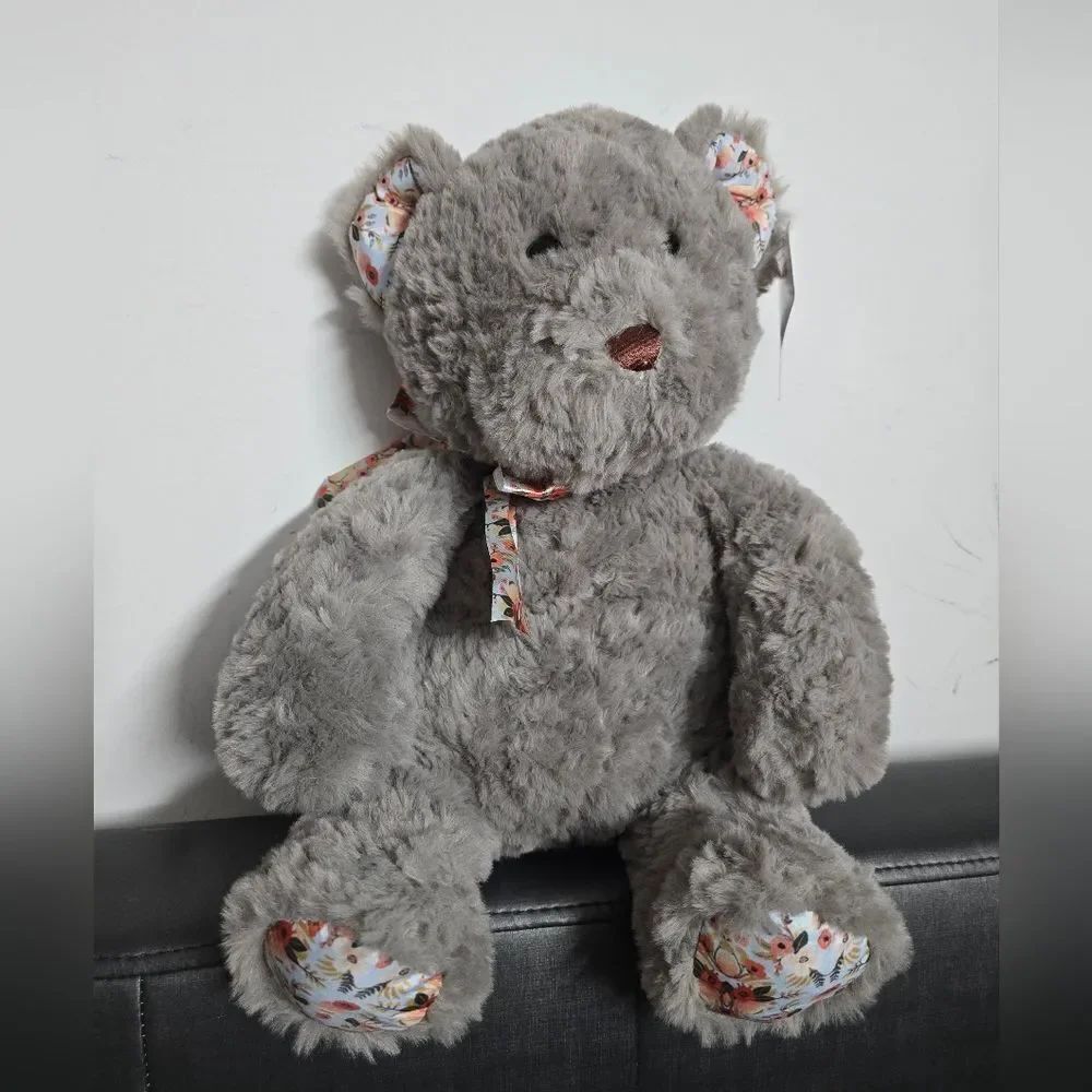 Nwt Soft Grey Sherpa Bear Plush Premium Fabric Stuffed, Way To Celebrate, 13"